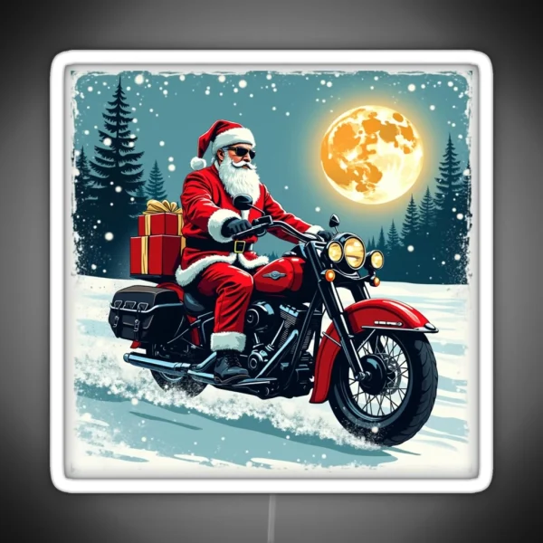 Cool Santa Biker RGB Neon Sign
