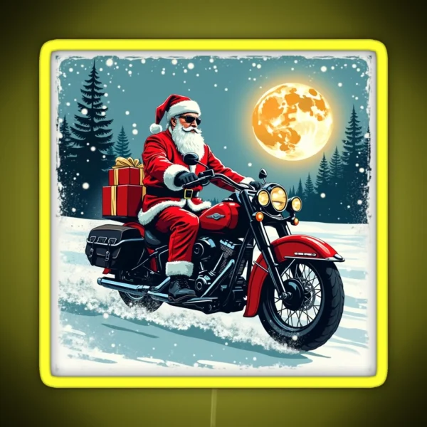 Cool Santa Biker RGB Neon Sign