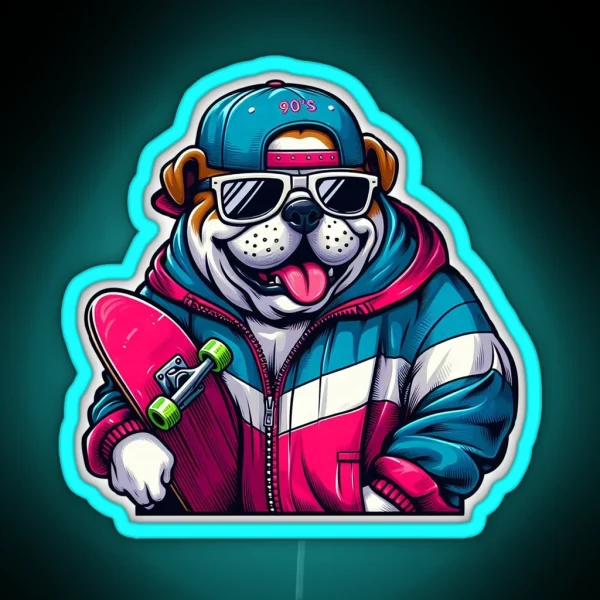 Cool Skater Pup RGB Neon Sign