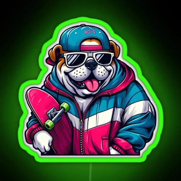 Cool Skater Pup RGB Neon Sign