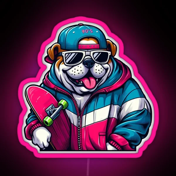 Cool Skater Pup RGB Neon Sign