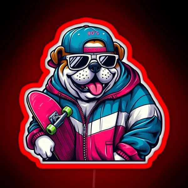 Cool Skater Pup RGB Neon Sign