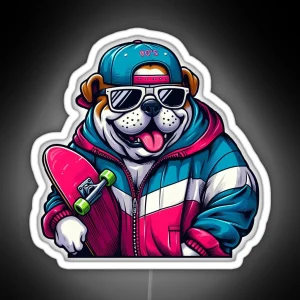 Cool Skater Pup RGB Neon Sign