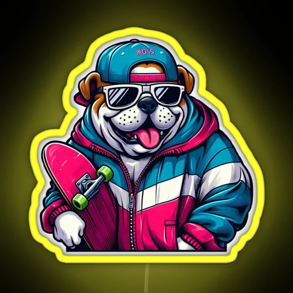 Cool Skater Pup RGB Neon Sign
