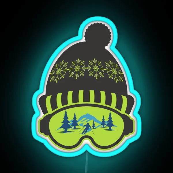 Cool Skiing Helmet RGB Neon Sign