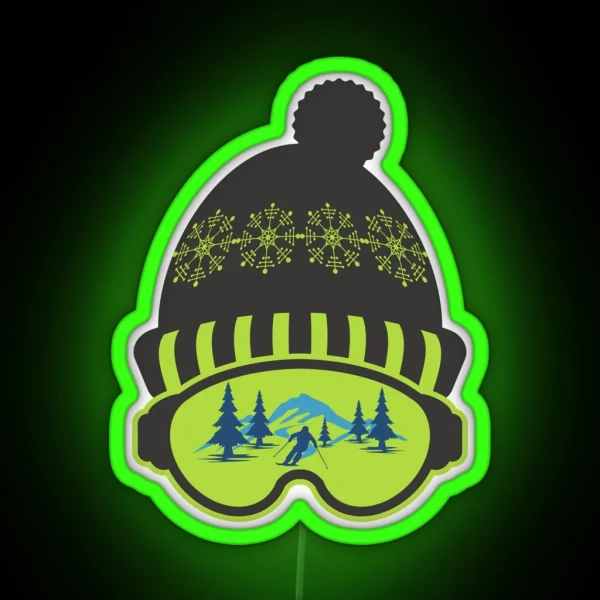 Cool Skiing Helmet RGB Neon Sign