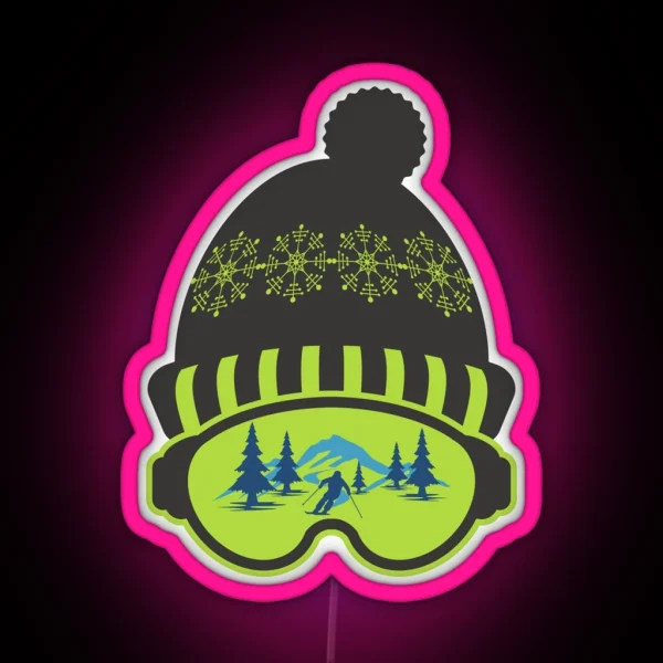 Cool Skiing Helmet RGB Neon Sign
