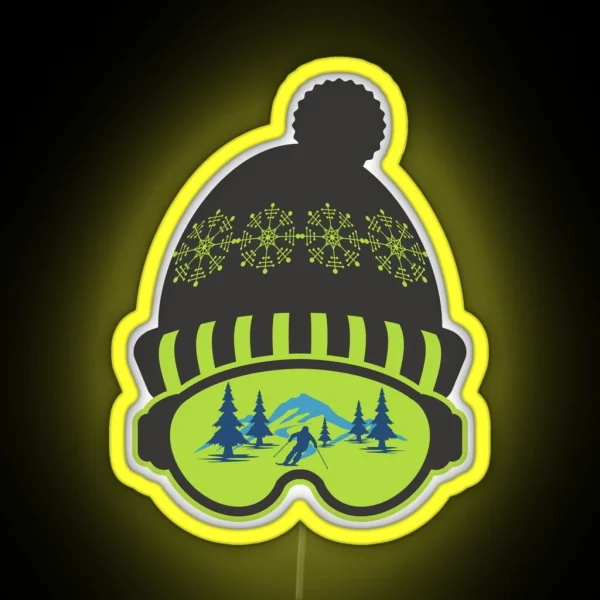 Cool Skiing Helmet RGB Neon Sign