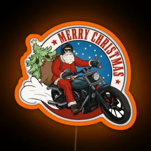 Copy Of Santa Biker Led Merry Christmas Christmas Ornament Bike Santa Claus Biker Santa Christmas Gift RGB Neon Sign