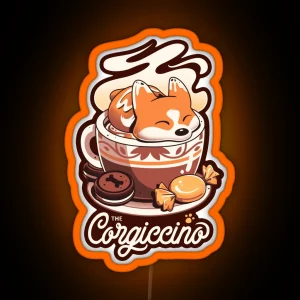 Corgi Coffee Break Cute Dog RGB Neon Sign