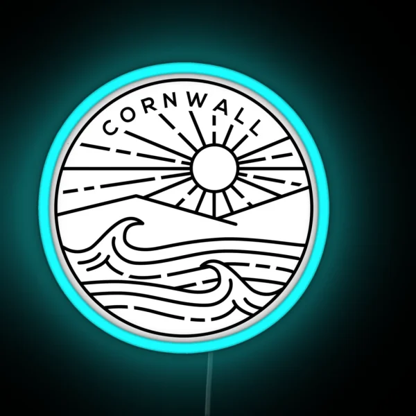 Cornwall Beach South England Emblem White RGB Neon Sign