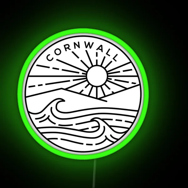 Cornwall Beach South England Emblem White RGB Neon Sign