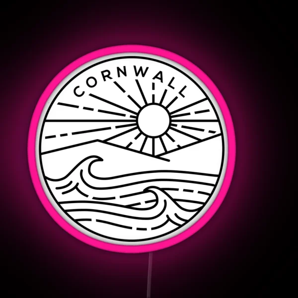 Cornwall Beach South England Emblem White RGB Neon Sign