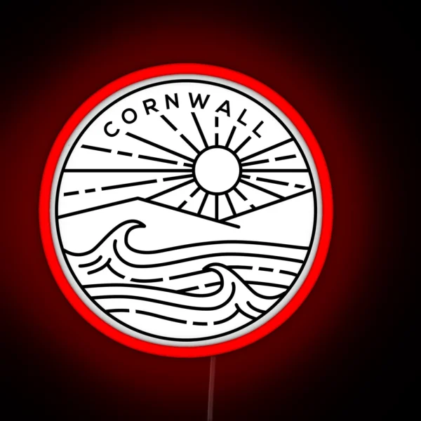 Cornwall Beach South England Emblem White RGB Neon Sign