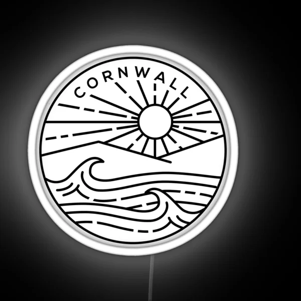 Cornwall Beach South England Emblem White RGB Neon Sign