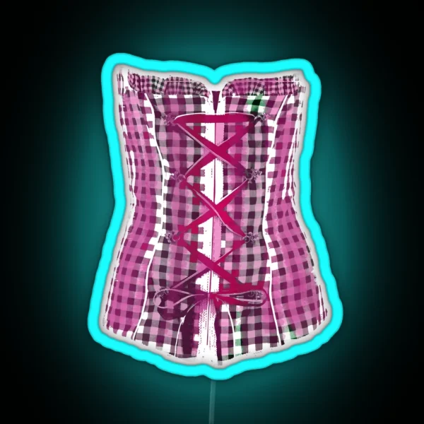 Corsage Checked Dirndl Corsage Oktoberfest RGB Neon Sign
