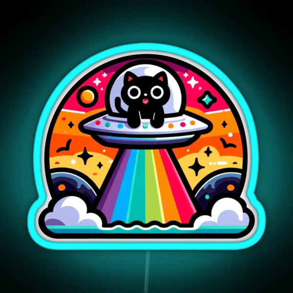 Cosmic Cat S First Encounter RGB Neon Sign