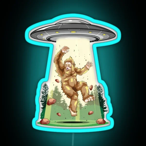 Cosmic Encounter Bigfoot Alien Abduction RGB Neon Sign
