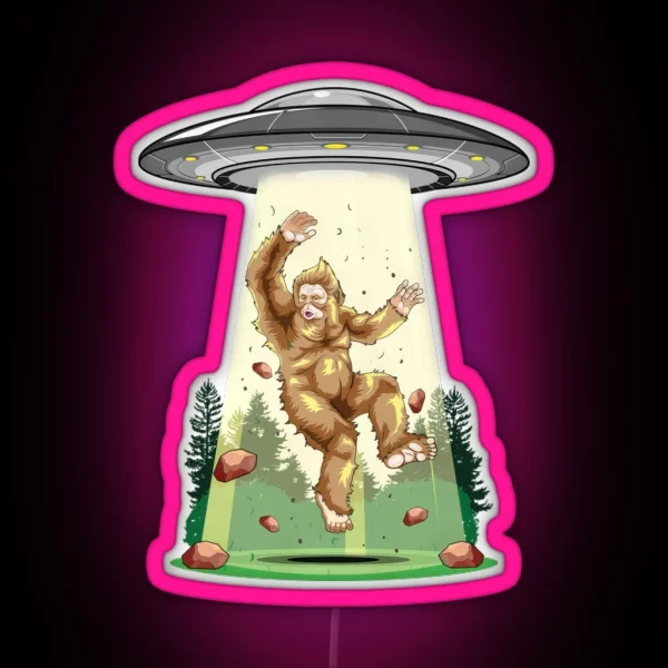 Cosmic Encounter Bigfoot Alien Abduction RGB Neon Sign