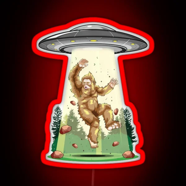 Cosmic Encounter Bigfoot Alien Abduction RGB Neon Sign