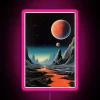 Cosmic Landscape Of Extraterrestrial Surface With Rocky Canyon Planet And Shining Stars RGB Neon Sign - Image 6