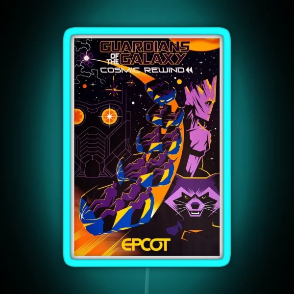 Cosmic Rewind Ride Poster RGB Neon Sign