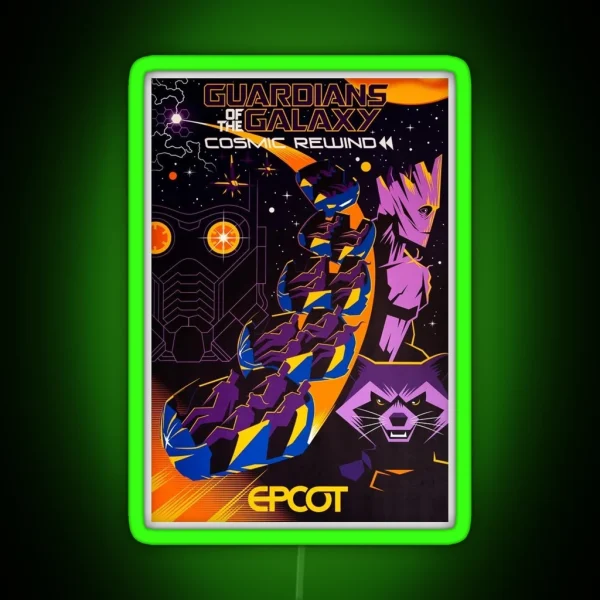 Cosmic Rewind Ride Poster RGB Neon Sign