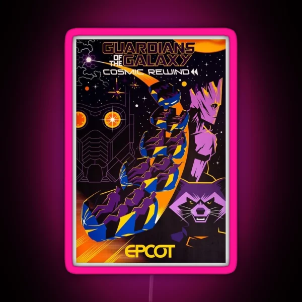 Cosmic Rewind Ride Poster RGB Neon Sign