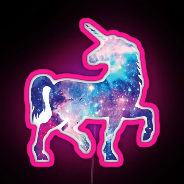 Cosmic Watercolor Unicorn RGB Neon Sign