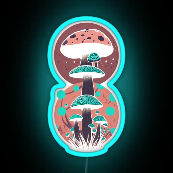 Cottage Core Mushroom Toadstool Cosmic Fly Agaric Neon Autumn RGB Neon Sign