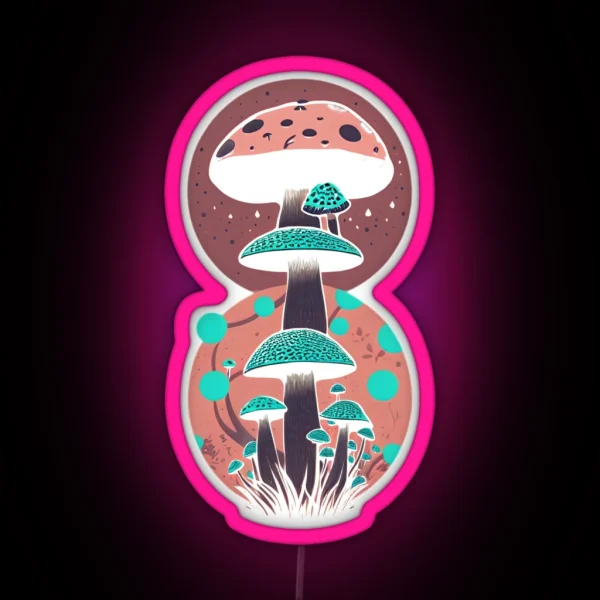 Cottage Core Mushroom Toadstool Cosmic Fly Agaric Neon Autumn RGB Neon Sign