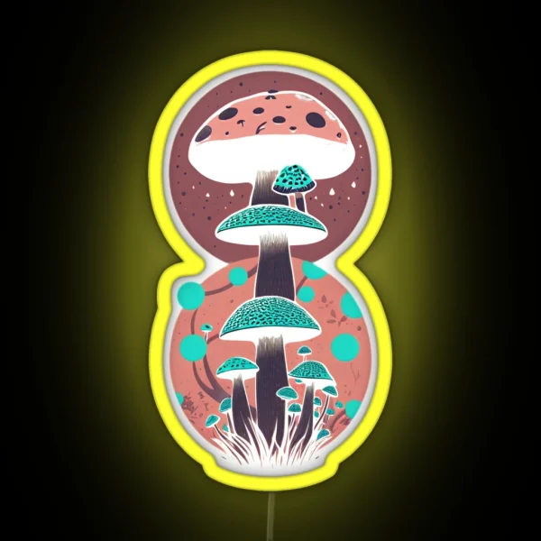 Cottage Core Mushroom Toadstool Cosmic Fly Agaric Neon Autumn RGB Neon Sign