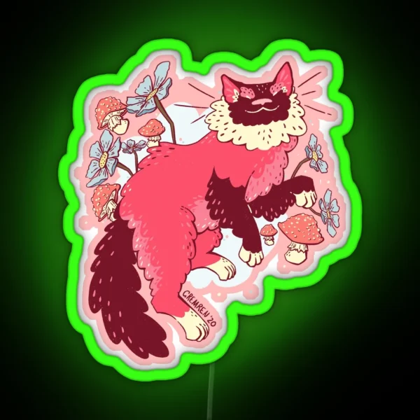 Cottagecore Cat RGB Neon Sign