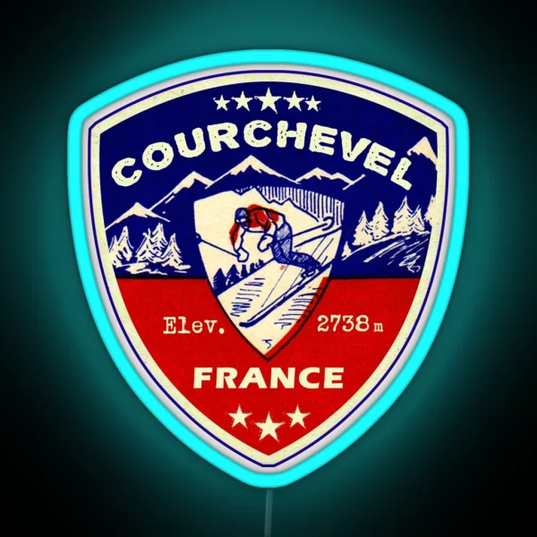 Courchevel France Skiing Ski Mountains Skier RGB Neon Sign