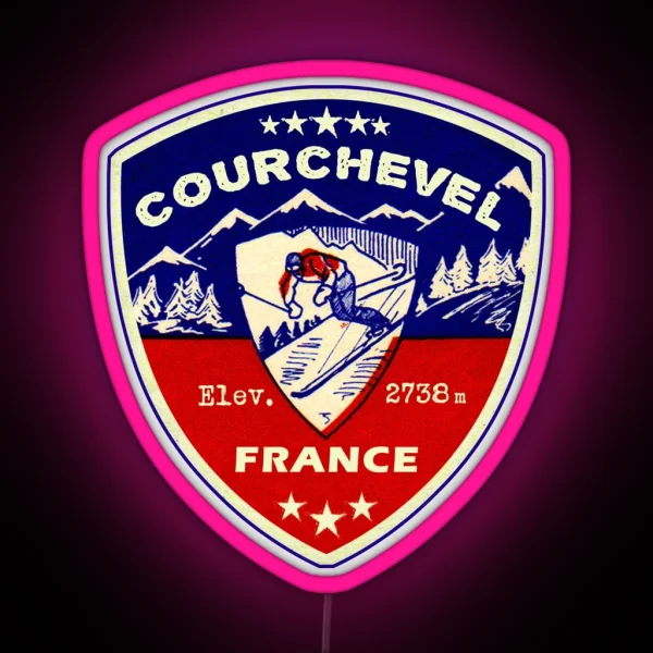 Courchevel France Skiing Ski Mountains Skier RGB Neon Sign