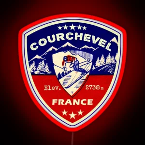 Courchevel France Skiing Ski Mountains Skier RGB Neon Sign