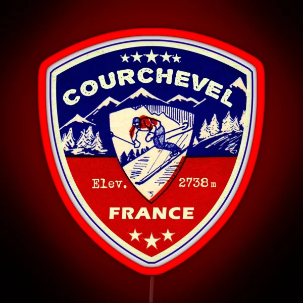 Courchevel France Skiing Ski Mountains Skier RGB Neon Sign