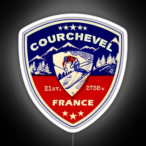 Courchevel France Skiing Ski Mountains Skier RGB Neon Sign