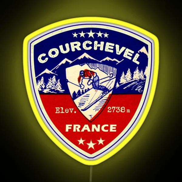 Courchevel France Skiing Ski Mountains Skier RGB Neon Sign