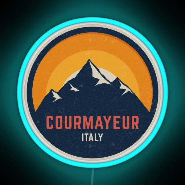 Courmayeur Italy Mountain Design RGB Neon Sign
