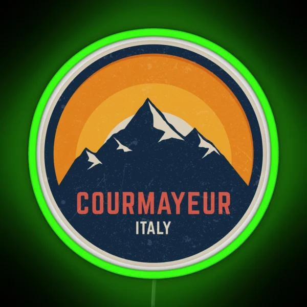 Courmayeur Italy Mountain Design RGB Neon Sign
