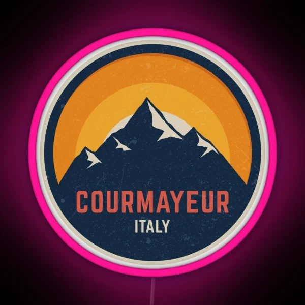 Courmayeur Italy Mountain Design RGB Neon Sign
