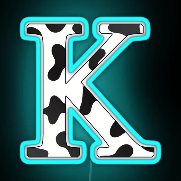 Cow Print K Alphabet Transparent Letter Led RGB Neon Sign