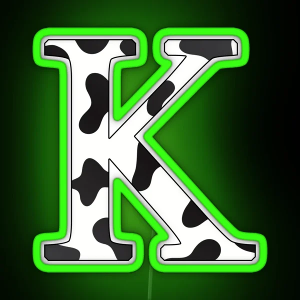 Cow Print K Alphabet Transparent Letter Led RGB Neon Sign