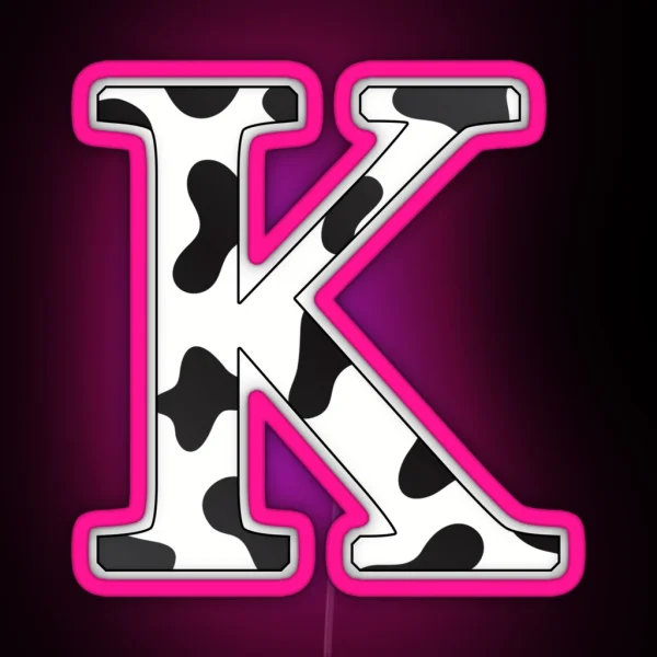 Cow Print K Alphabet Transparent Letter Led RGB Neon Sign