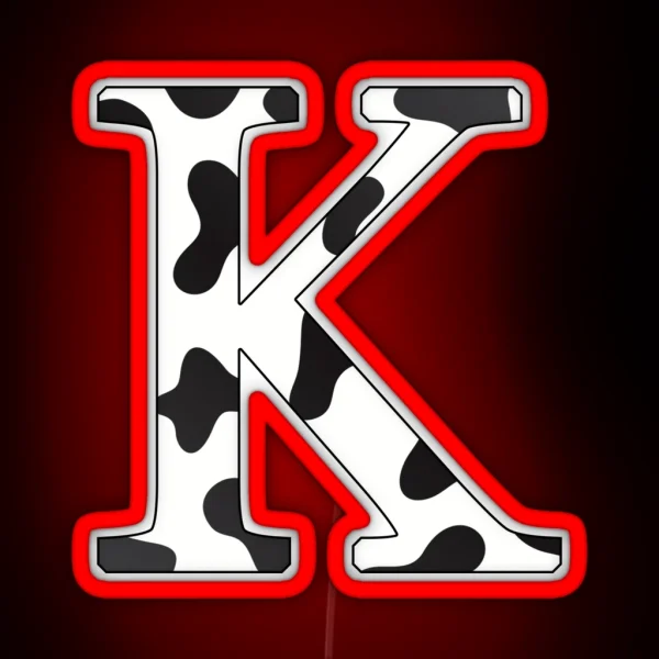 Cow Print K Alphabet Transparent Letter Led RGB Neon Sign