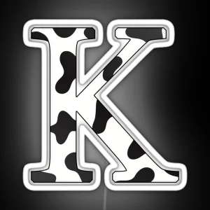 Cow Print K Alphabet Transparent Letter Led RGB Neon Sign