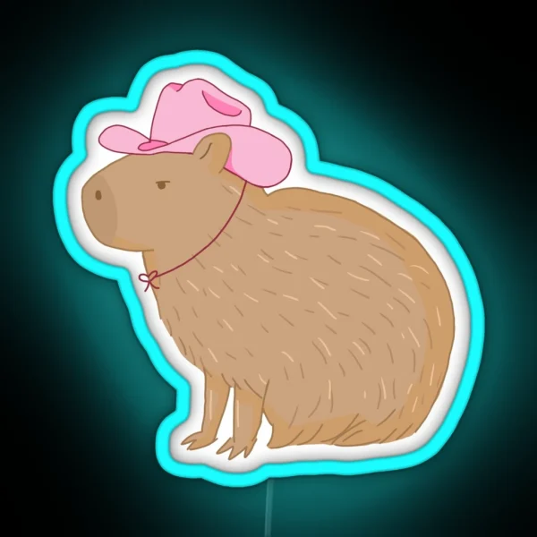 Cowboy Capybara RGB Neon Sign