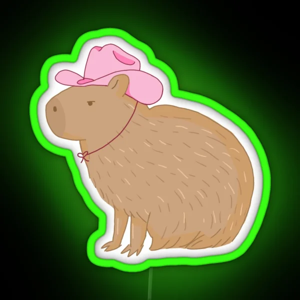 Cowboy Capybara RGB Neon Sign