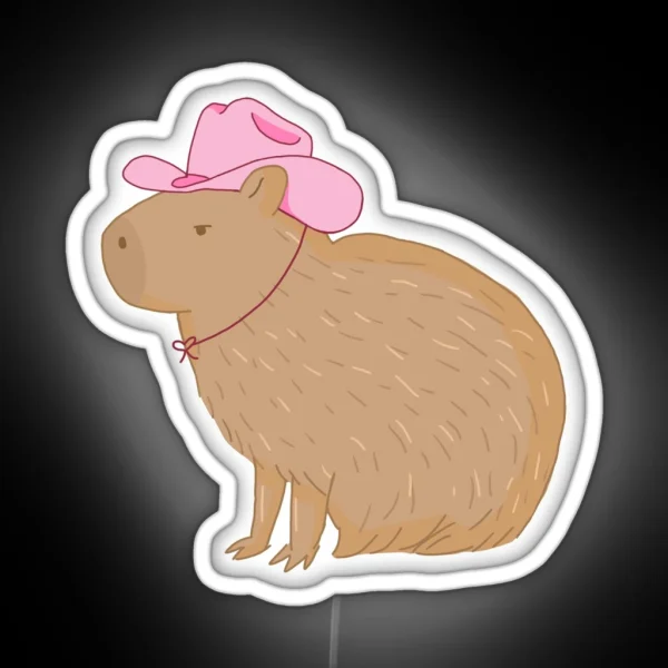 Cowboy Capybara RGB Neon Sign